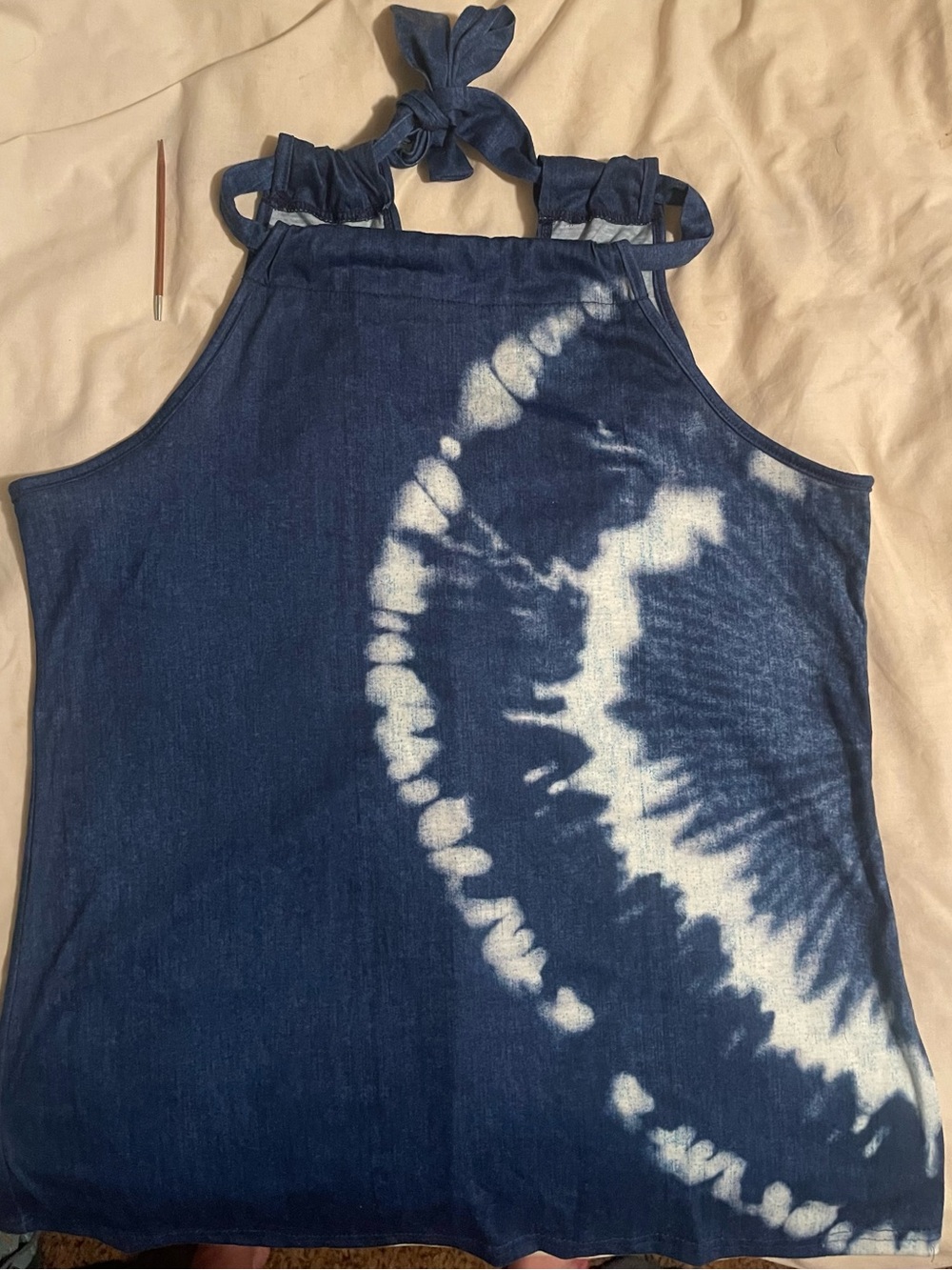 Women's Tie-Dye Halter Tank Top in Indigo